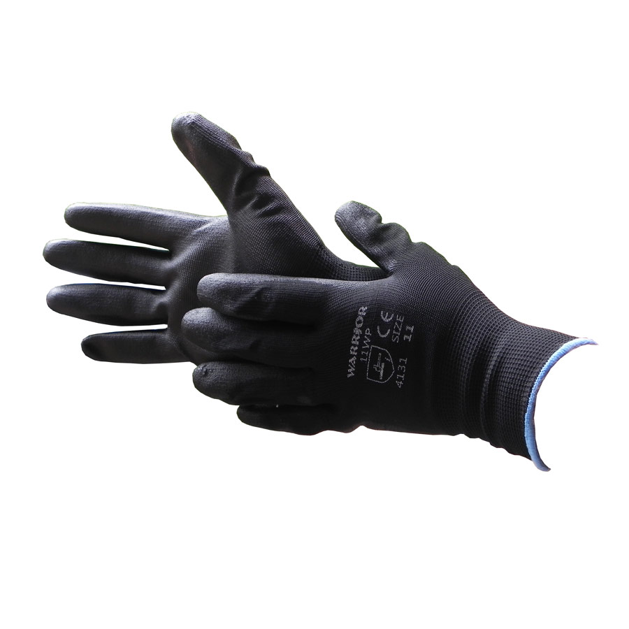 Black nylon PU coated working glove - size 11 x 1 pair