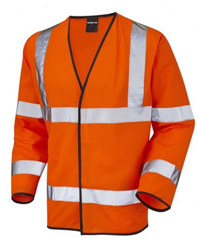 Class 3 Orange Hi-Vis Long Sleeved Large Waistcoat With ID Pocket