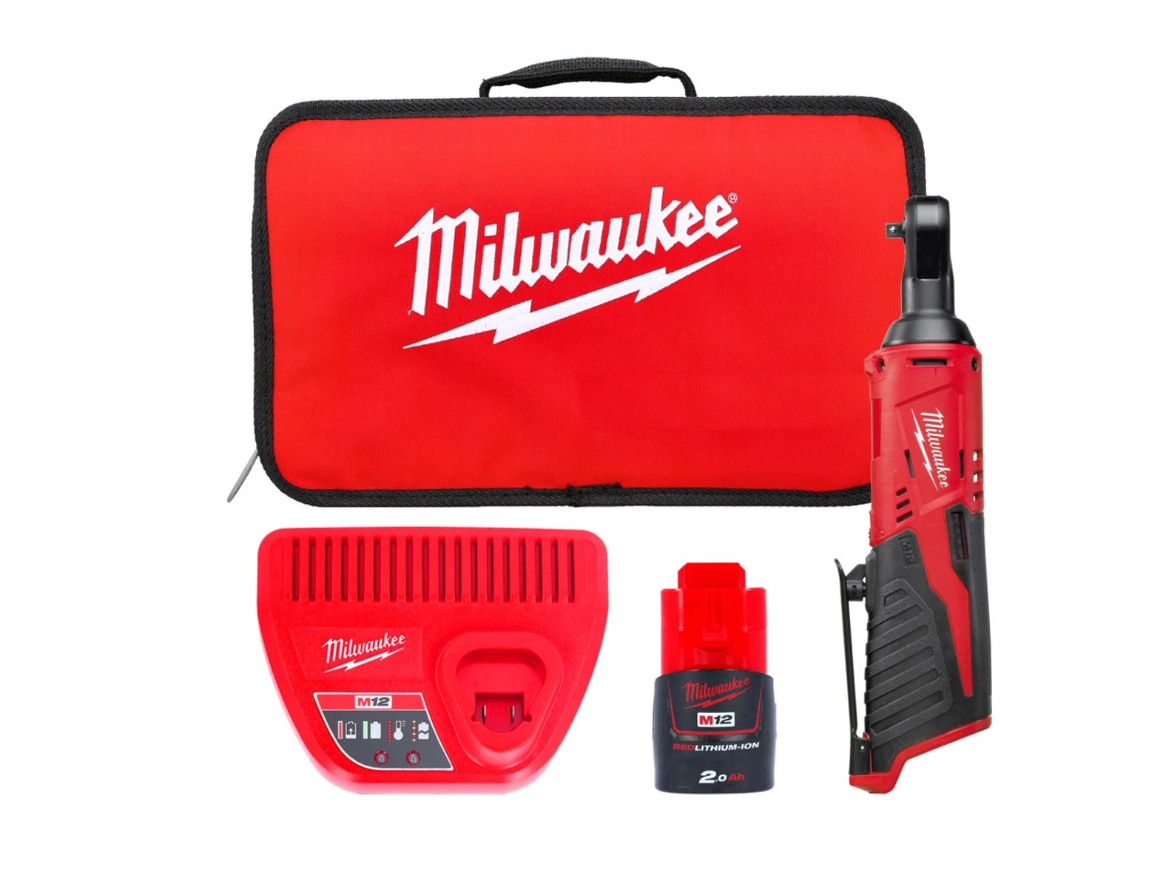 Milwaukee M12IR-201B 3/8" Ratchet With Battery, Charger and Carry Bag 4933448110