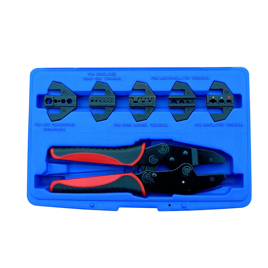 Heavy Duty Interchangeable Jaw Ratchet Crimper Set