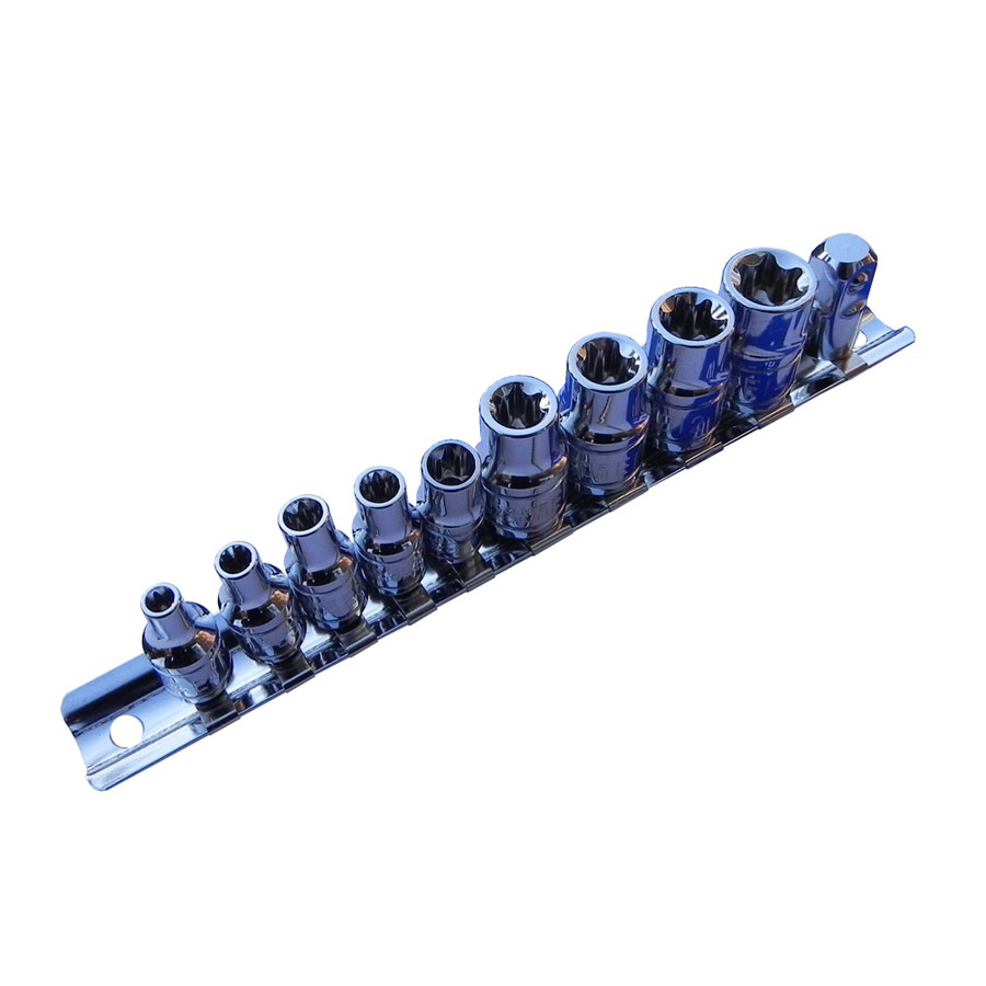 10pce E-Socket Set 1/4"E4,5,6,7,8 3/8"