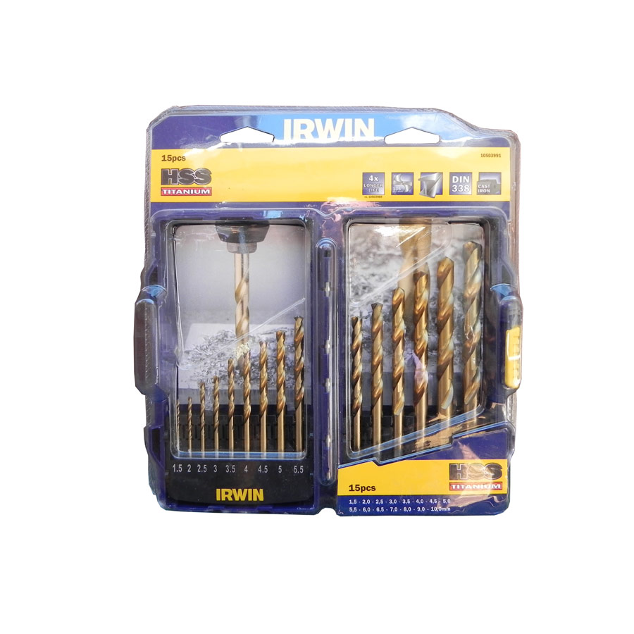 15-pce HSS Pro Drill Bit Set - Titanium Coated