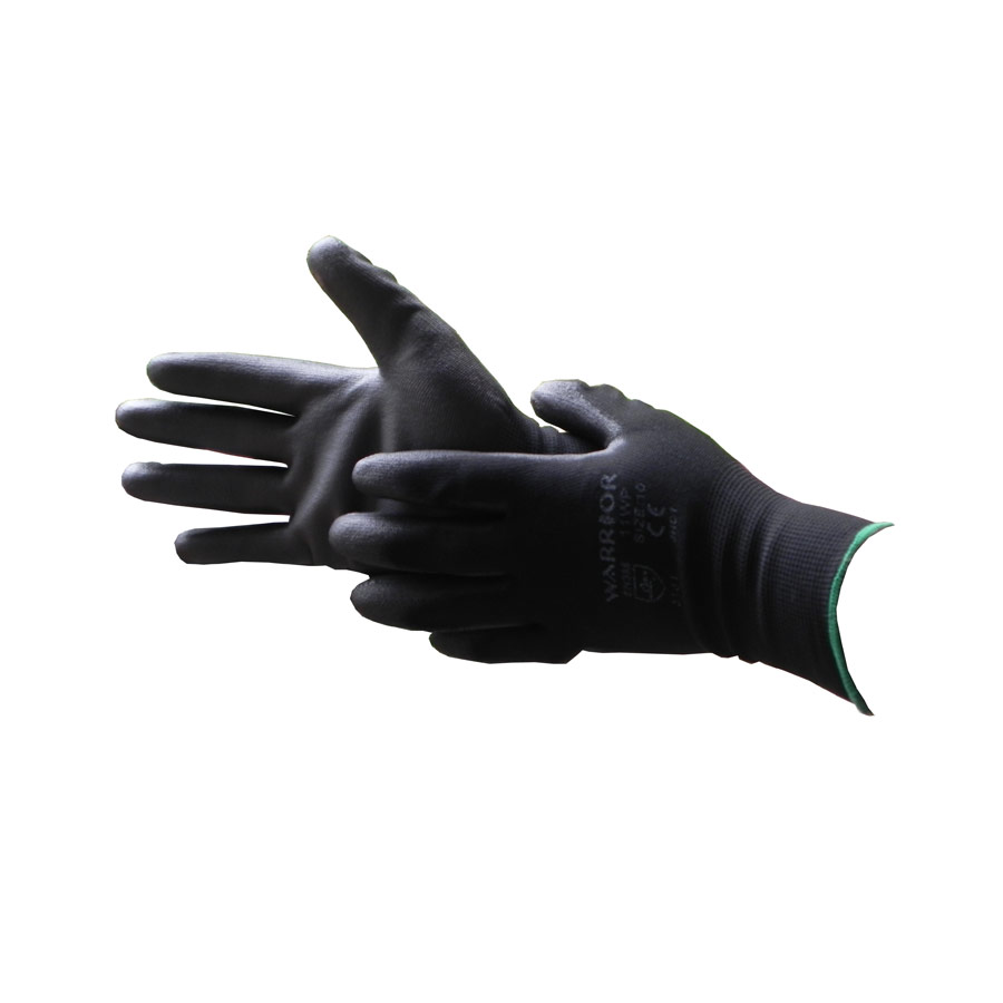Black nylon PU coated working glove - size 10 x 1 pair